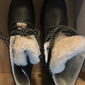 Sorel Black and Cream Winter Boots with Plush Lining
